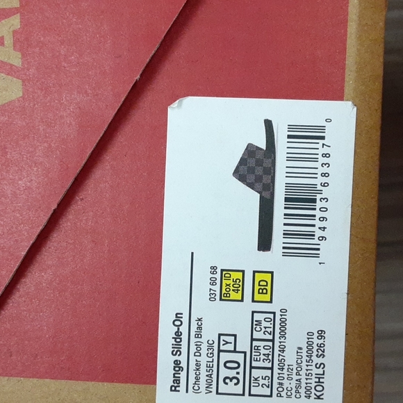 🎒 2/$30 👟 Vans Range Youth Slide Sandals Checker Dot Black Sz 3 NWT - Picture 8 of 9